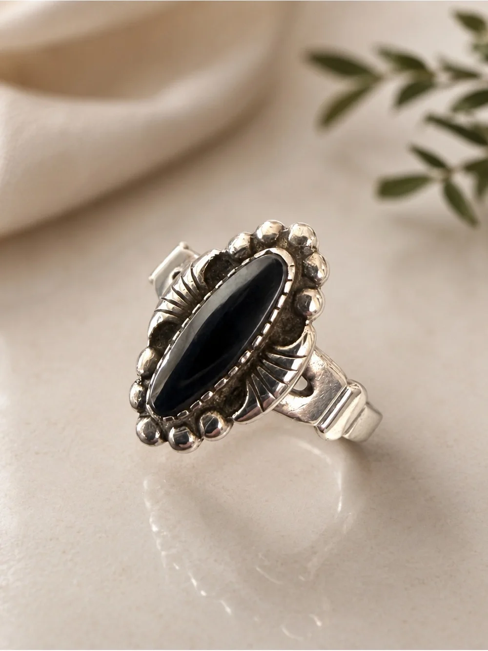 Bell Trading Company Sterling Silver Hematite Vintage Ring